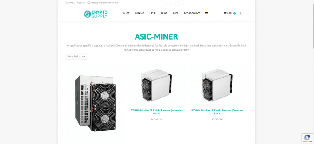 Crypto Supply Miner Retail Store