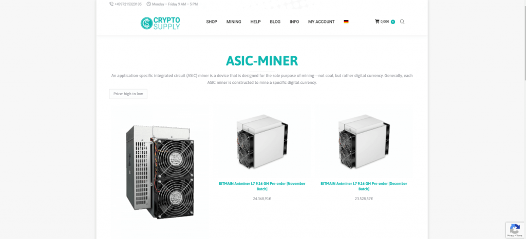 Cryptosupply.eu Crypto Miner Store