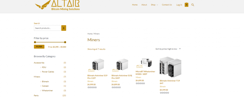 Crypto Miners found on the Altair Technology LLC store